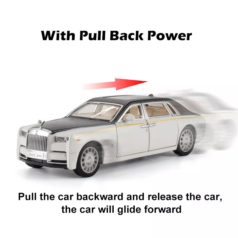 ARNIYAVALA 1:32 Scale Rolls Royce Phantom Diecast Metal Pull Back Toy Car with Openable Doors, Sound & Light Effects