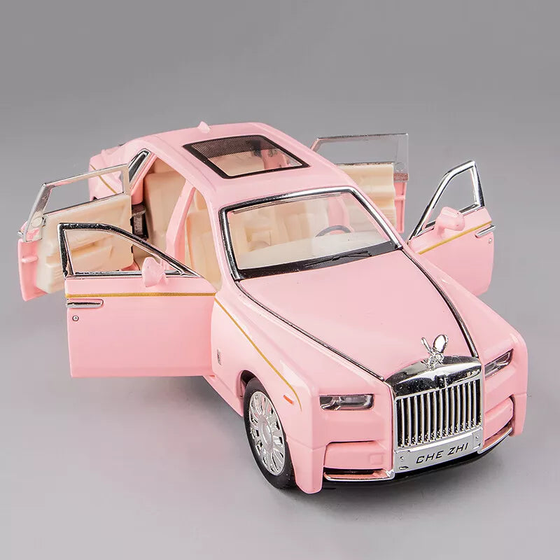ARNIYAVALA 1:32 Scale Rolls Royce Phantom Diecast Metal Pull Back Toy Car with Openable Doors, Sound & Light Effects