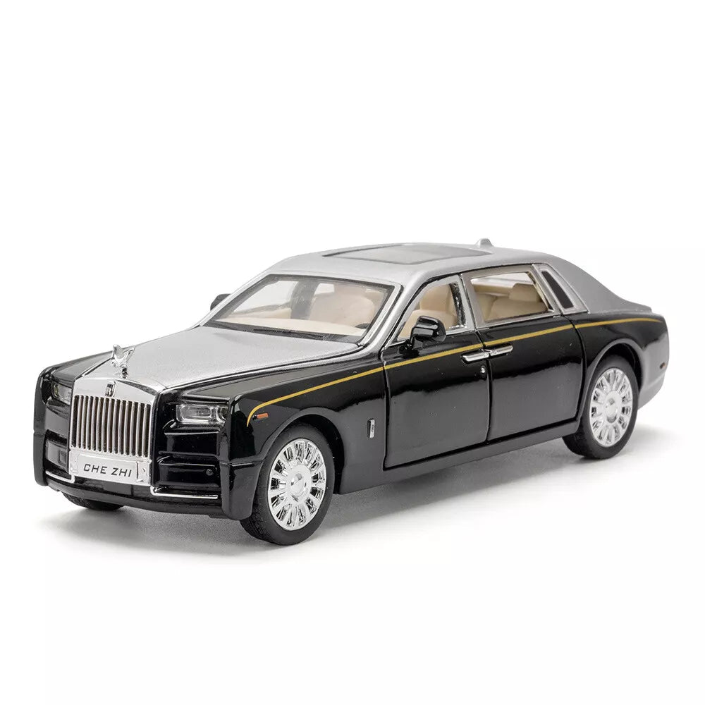 ARNIYAVALA 1:32 Scale Rolls Royce Phantom Diecast Metal Pull Back Toy Car with Openable Doors, Sound & Light Effects