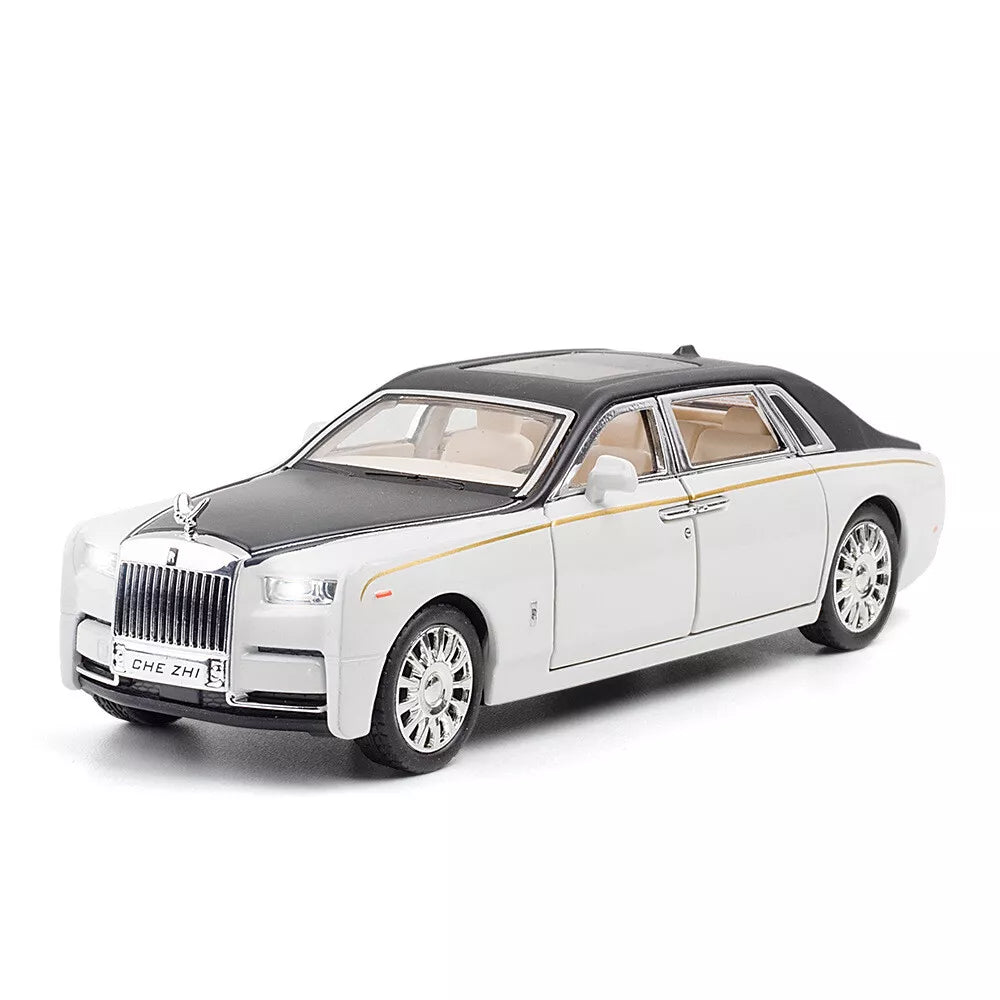 ARNIYAVALA 1:32 Scale Rolls Royce Phantom Diecast Metal Pull Back Toy Car with Openable Doors, Sound & Light Effects