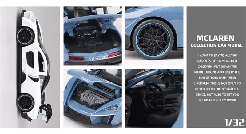 ARNIYAVALA π 1/32 McLaren Senna Alloy Sports Car Model Diecast Toy Vehicle with Sound & Light πΆπ‘