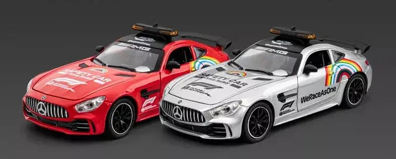 💕ARNIYAVALA 1/24 Mercedes AMG GTR Safety Car F1 Sport Car Model Alloy Diecast with Pullback Action, Light & Sound Effects 🚗💨 – Premium Collectible for Kids & Car Enthusiasts! 🎁✨
