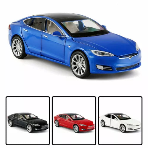 ARNIYAVALA 1:32 Tesla Model S Toy Car π Metal Pull Back Diecast Car π οΈ with Openable Doors πͺ, Realistic Sound πΆ, and LED Light π‘ Effects