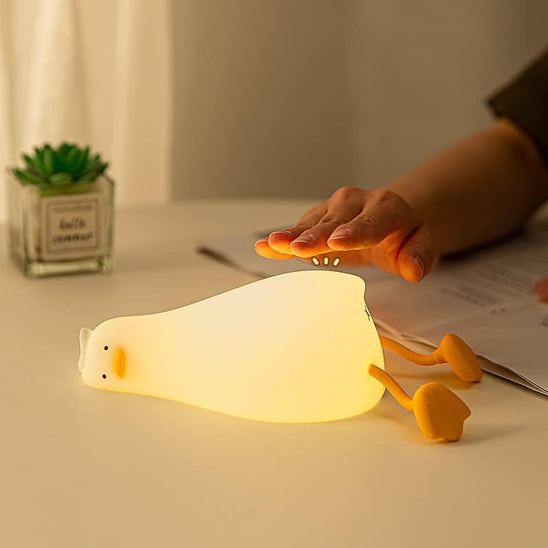 Lying Flat Benson Duck Multi-Color Lamp with Remote Control, Rechargeable Silicone Night Light