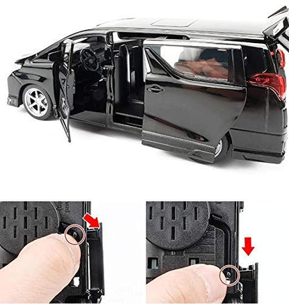 1:32 Alphard Alloy Die Cast Metal Car Model Diecast Metal Car With Light Sound Openable Door Pullback Toy Car For Kids Best Gifts Toys For Boys,Multicolor