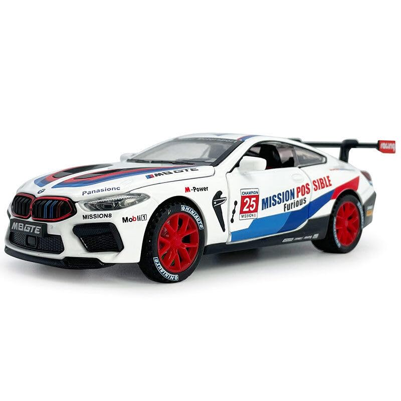 ARNIYAVALA 1/32 BMW M8 GTE Model Car Toy Car Diecast Toys for Kids Boys Pull Model