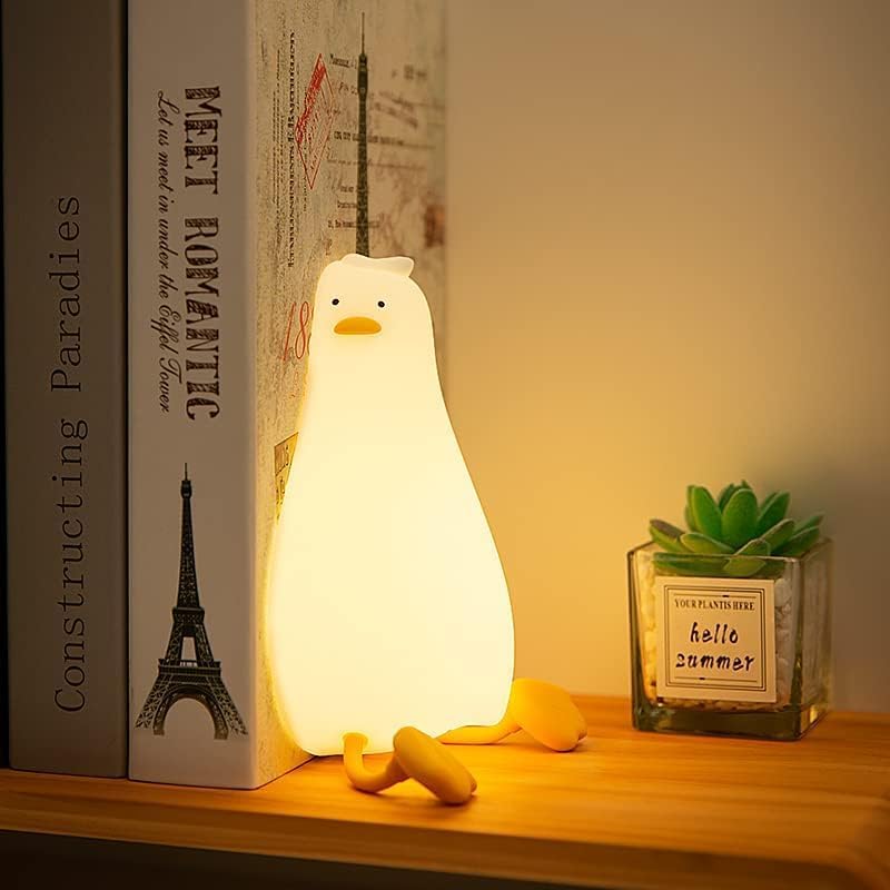 Lying Flat Benson Duck Multi-Color Lamp with Remote Control, Rechargeable Silicone Night Light