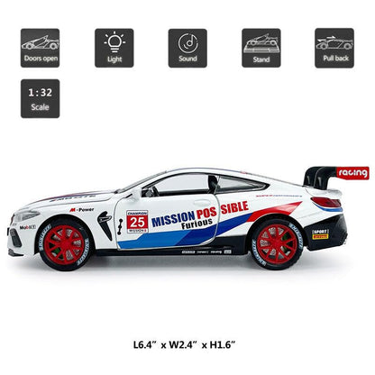 ARNIYAVALA 1/32 BMW M8 GTE Model Car Toy Car Diecast Toys for Kids Boys Pull Model