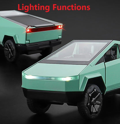 1/32 Tesla Pickup Trailer RV Model Kit, Off-Road Vehicle Alloy,Car Model Diecast Metal Toy,Truck Model Simulation Sound Light,Gifts for boy Girl.