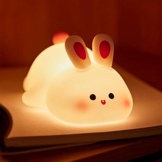 Rabbit Night Light for Kids,Cute Silicone Baby lamp, Dimmable Light up Bunny