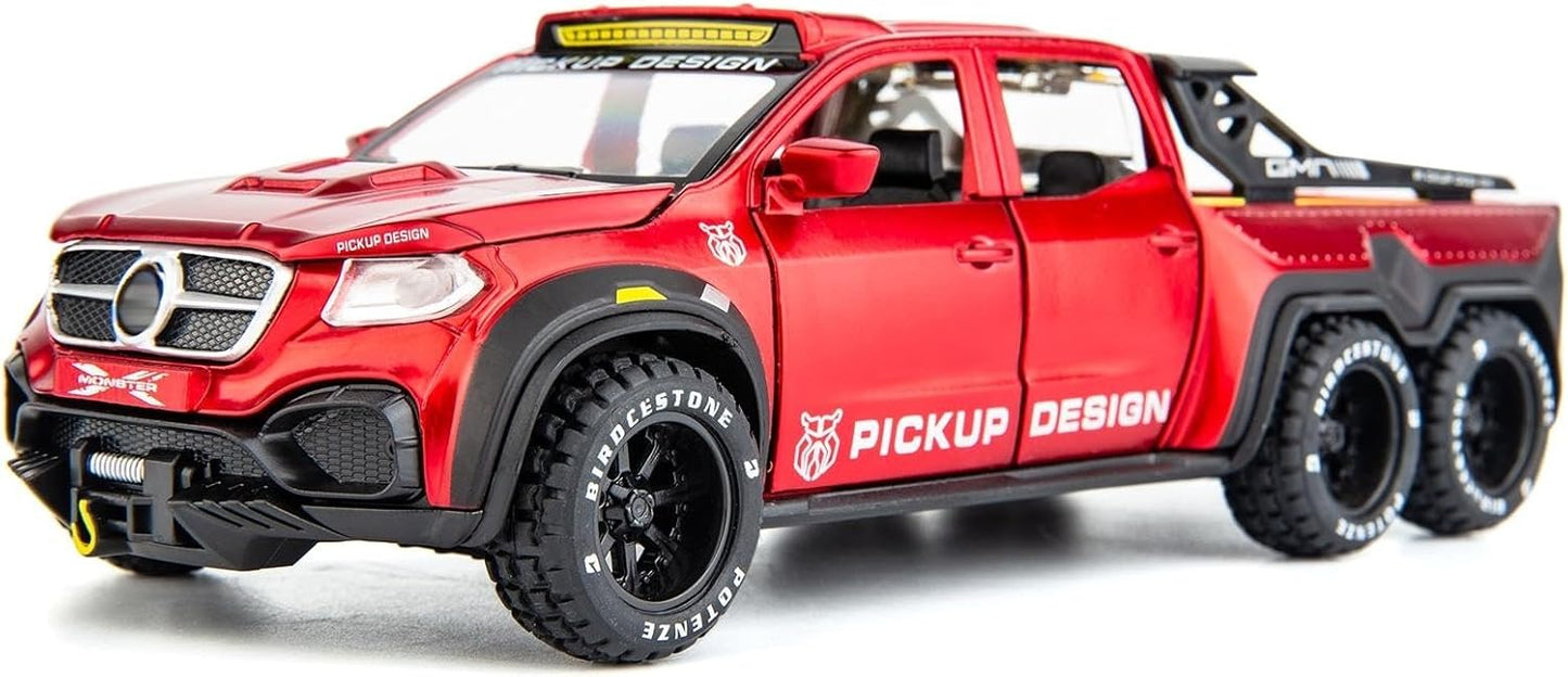 1:28 Mercedes Pickup X-Class Model Car – Diecast Zinc Alloy Pull Back Toy with Sound and Light