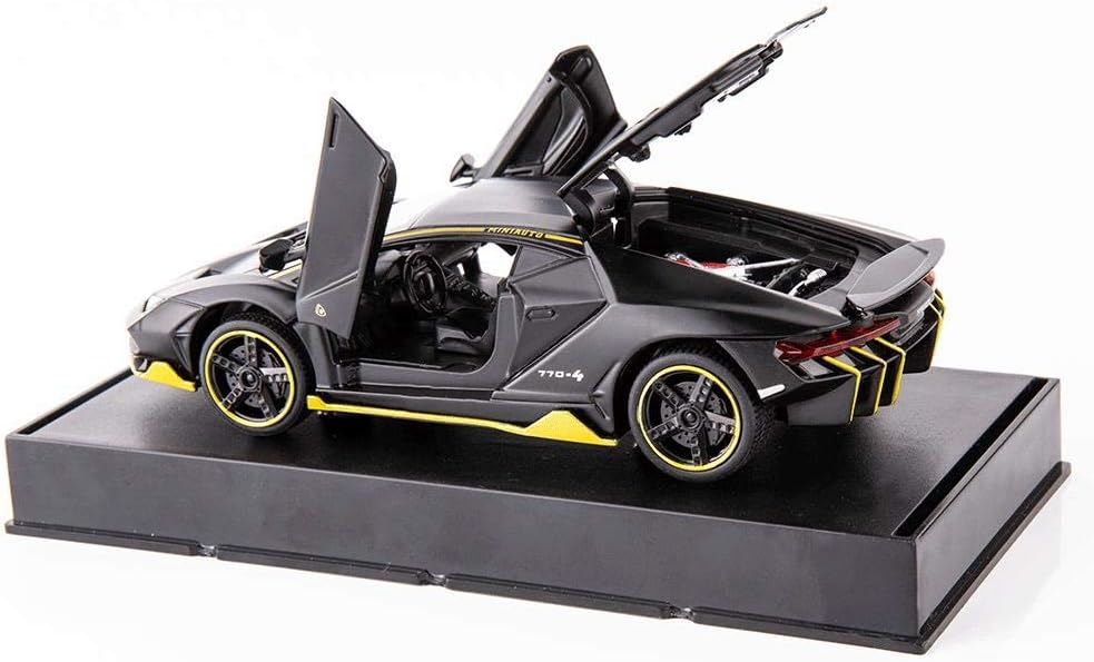 1:32 Lamborghini LP770 Car Model Toy Child Sound and Light Pull Back Car Zinc Alloy Toys for Kids Boy Girl Gift (Black)