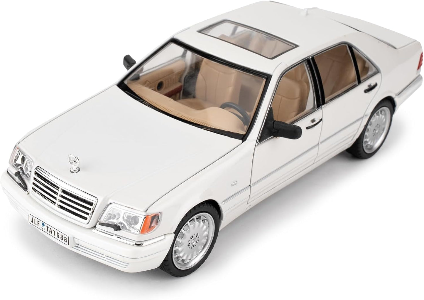 1:24 Benz W140 S320 Model Car, Diecast Collectible Pull Back Toy Car, Retro Classic Car with Sound and Light for Adults Kids Boys Girls, Gift