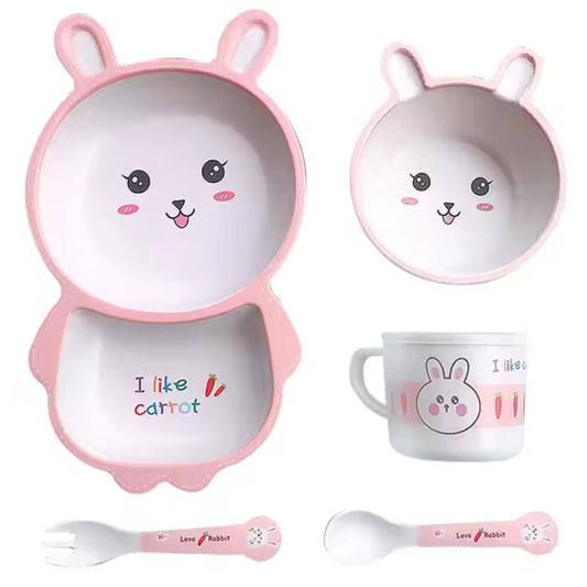 🌿ARNIYAVALA Eco-Friendly & Non-Toxic Rabbit Bamboo Baby Dinnerware Set – Fun, Safe & Sustainable! 🐰🍽️