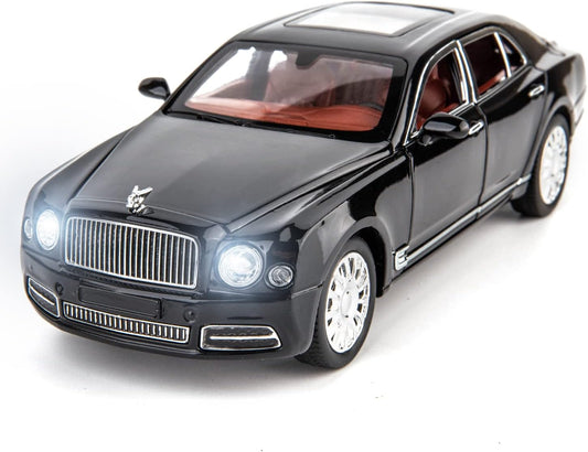 1:24 Scale Bentley Mulsanne Diecast Cars Models, Pull Back Car Toys with 6 Open Doors, Light and Sound, Boys Toys Kids Adults Gift