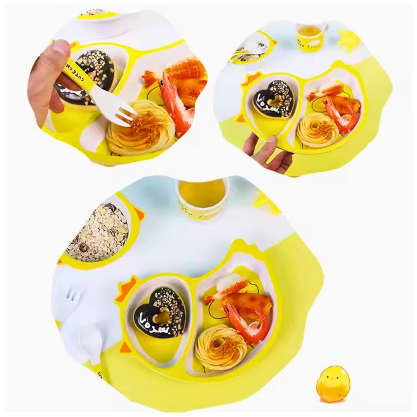 🌟 ARNIYAVALA Bamboo Fiber Dinner Set – Chick Design 🐣 – 5-Piece Tableware Set for Weaning Toddlers & Self-Feeding Baby 🍽️🌱