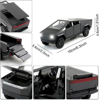 1/32 Tesla Pickup Trailer RV Model Kit, Off-Road Vehicle Alloy,Car Model Diecast Metal Toy,Truck Model Simulation Sound Light,Gifts for boy Girl.