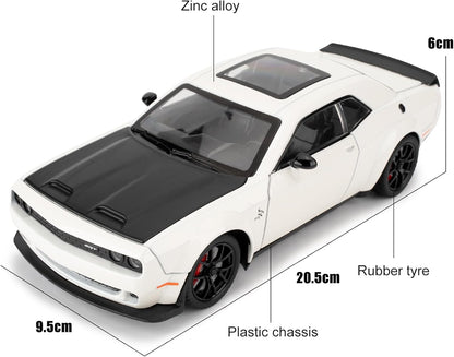 1/24 Dodge Challenger Hellcat Model Car, Zinc Alloy Pull Back Toy car with Sound and Light for Kids Boy Girl Gift