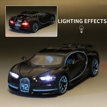 1:32 Bugatti Chiron zinc Alloy Pull Back Car Diecast Electronic Toys with Lights and Music