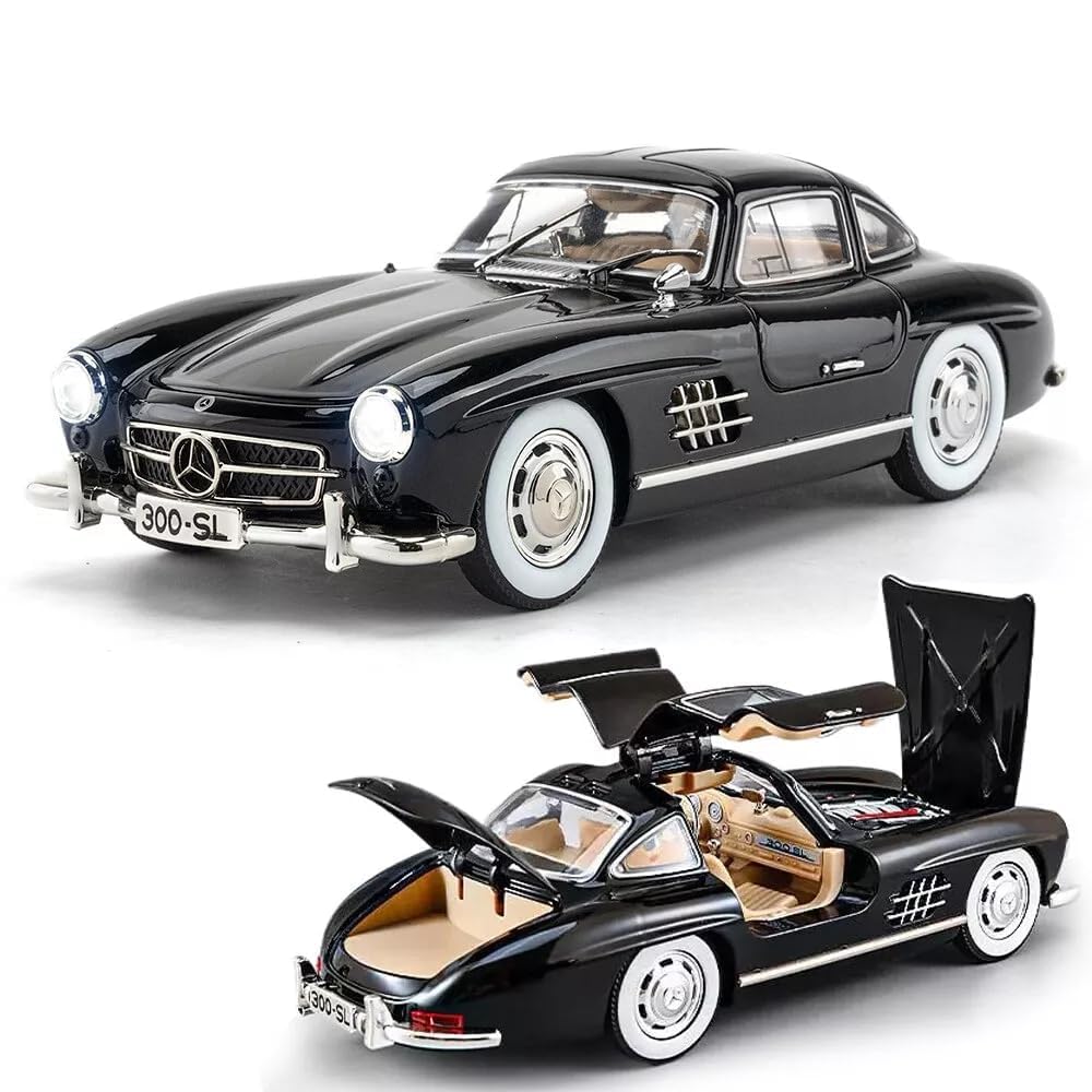 Benz 300 SL Classic Cars Model Car, Zinc Alloy Pull Back Toy car with Sound and Light for Kids Boy Girl Gift