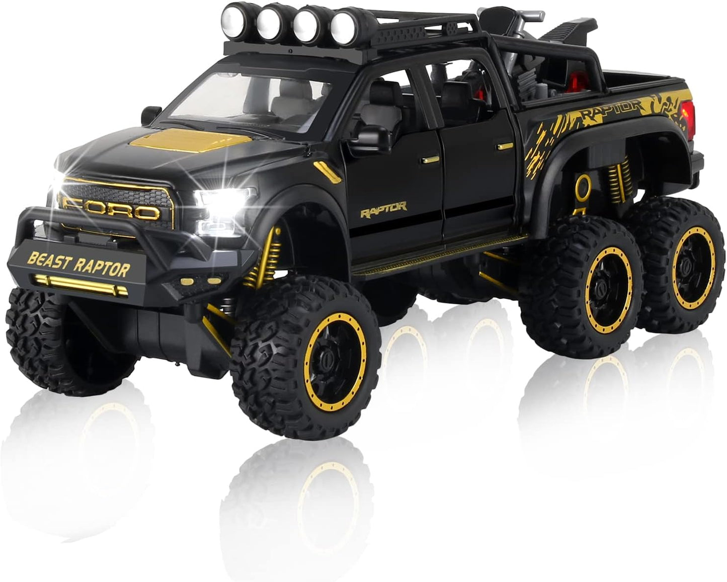 ARNIYAVALA Toy Pickup Trucks for Boys F150 Raptor DieCast Metal Model Car with Sound and Light for Kids Age 3 Year and up