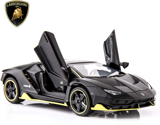 1:32 Lamborghini LP770 Car Model Toy Child Sound and Light Pull Back Car Zinc Alloy Toys for Kids Boy Girl Gift (Black)