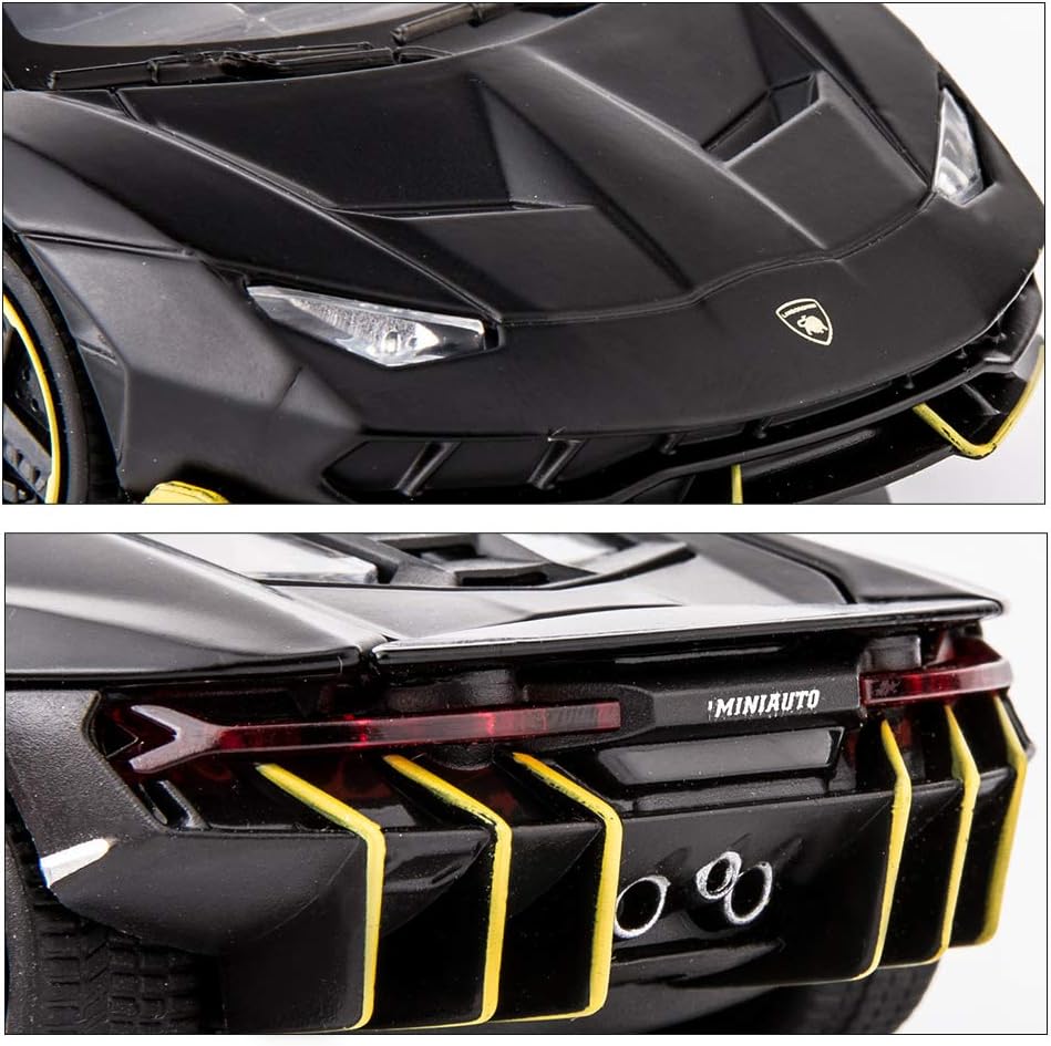 1:32 Lamborghini LP770 Car Model Toy Child Sound and Light Pull Back Car Zinc Alloy Toys for Kids Boy Girl Gift (Black)