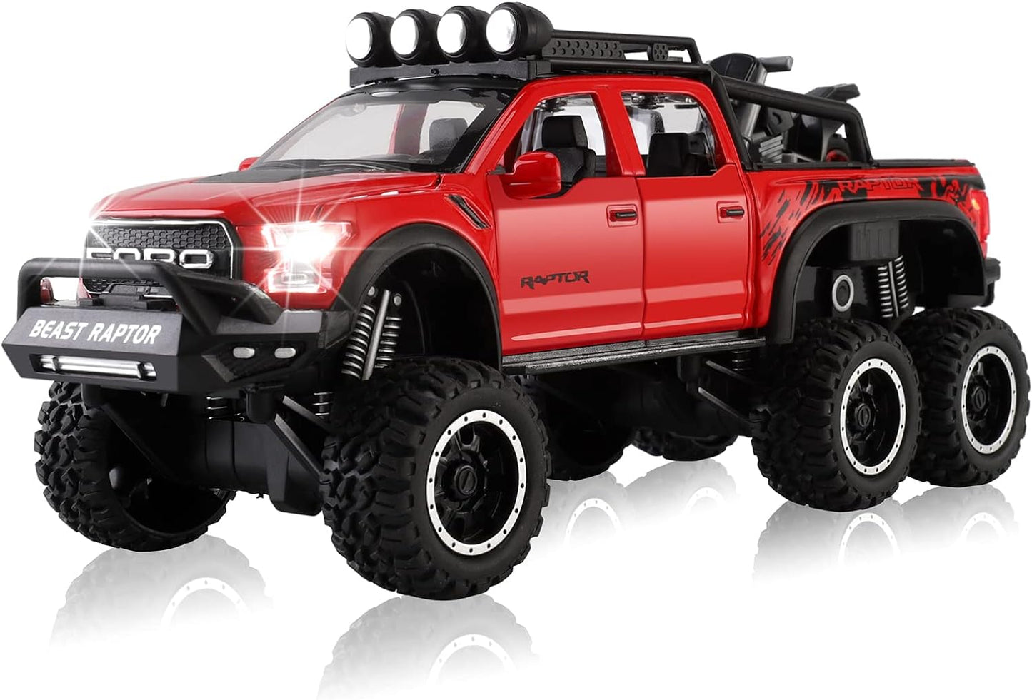 ARNIYAVALA Toy Pickup Trucks for Boys F150 Raptor DieCast Metal Model Car with Sound and Light for Kids Age 3 Year and up