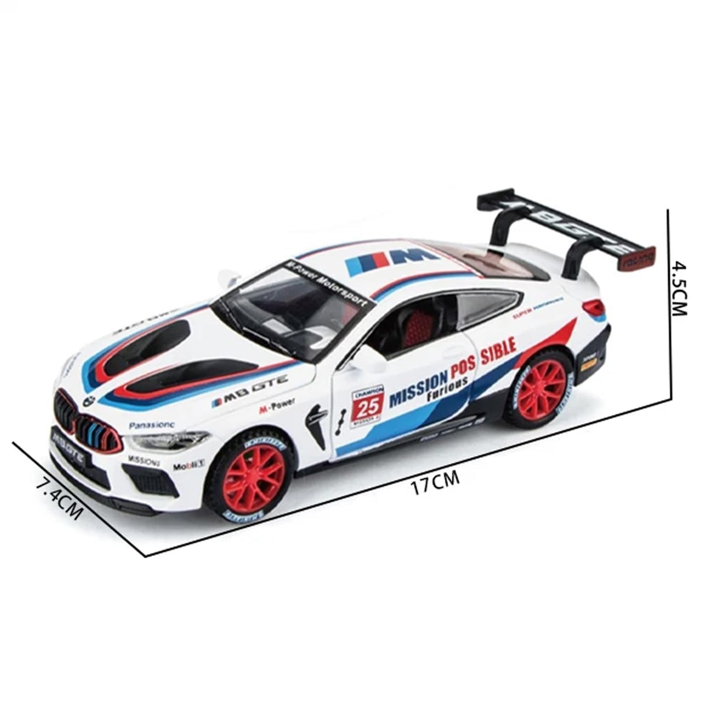 ARNIYAVALA 1/32 BMW M8 GTE Model Car Toy Car Diecast Toys for Kids Boys Pull Model