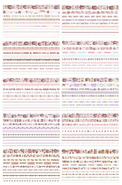 Washi Tape Set - 100 Pcs Designer Decorative Masking Tapes with 20 Pcs Kawaii Stickers, Tweezer, Pen and Spatula in 3 Layer Box, Tapes for DIY Art & Crafts, Wrapping (B)