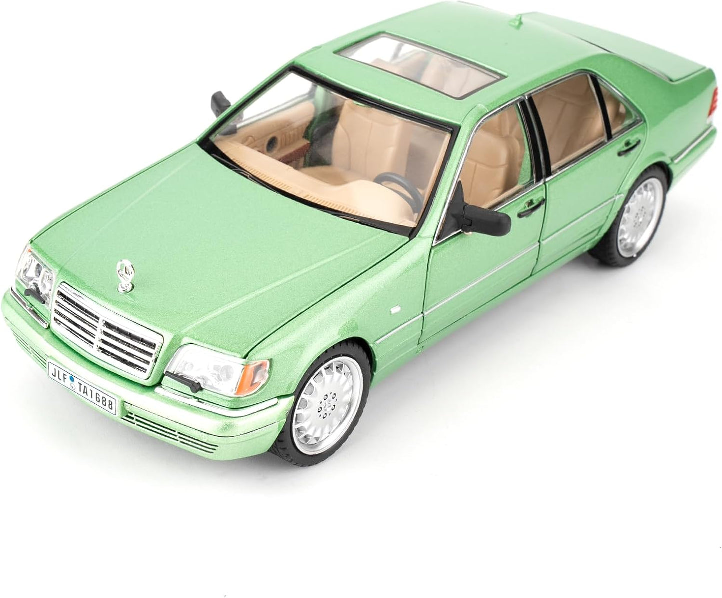 1:24 Benz W140 S320 Model Car, Diecast Collectible Pull Back Toy Car, Retro Classic Car with Sound and Light for Adults Kids Boys Girls, Gift