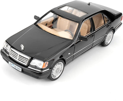 1:24 Benz W140 S320 Model Car, Diecast Collectible Pull Back Toy Car, Retro Classic Car with Sound and Light for Adults Kids Boys Girls, Gift