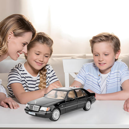 1:24 Benz W140 S320 Model Car, Diecast Collectible Pull Back Toy Car, Retro Classic Car with Sound and Light for Adults Kids Boys Girls, Gift