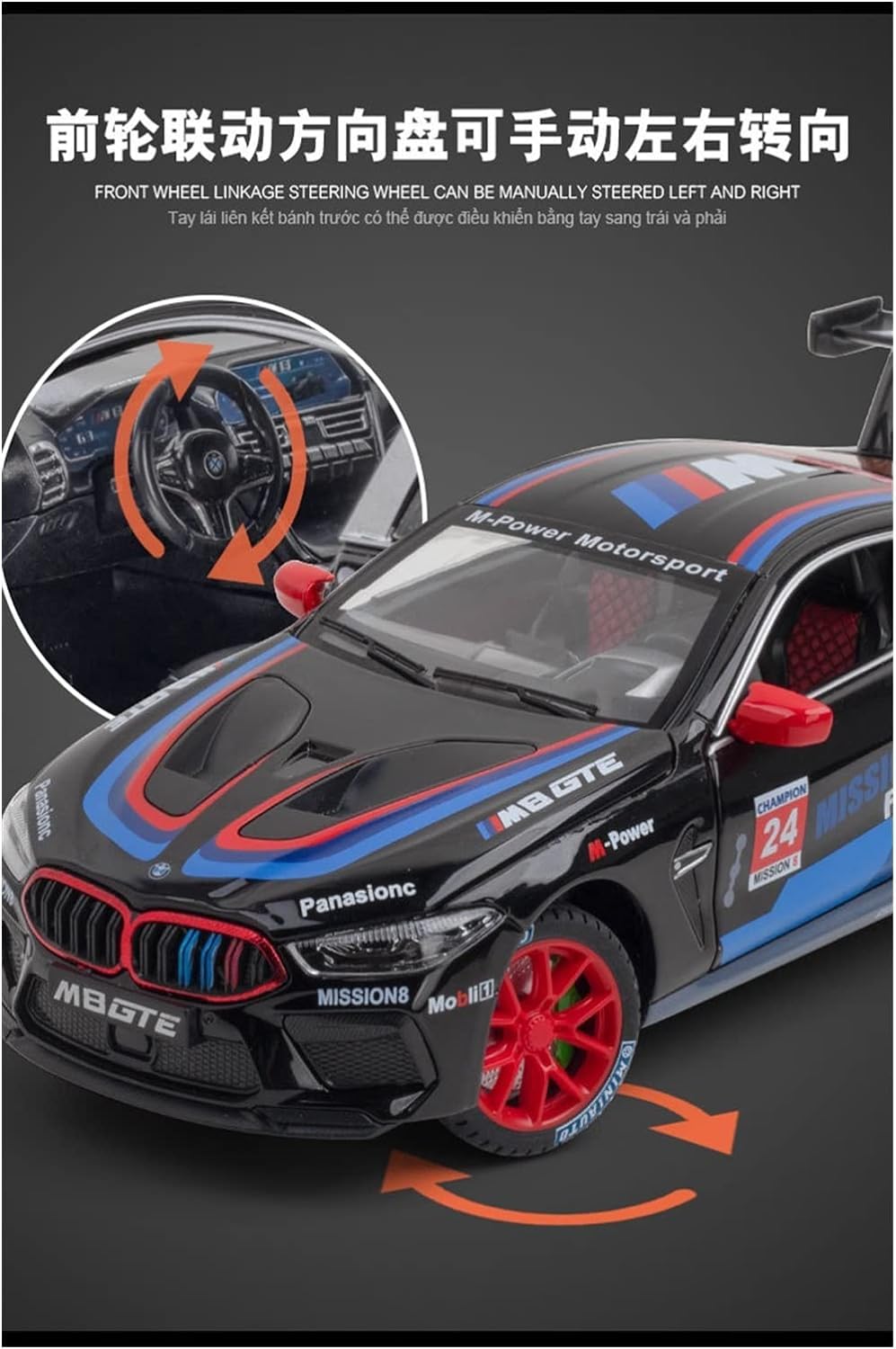 ARNIYAVALA 1/32 BMW M8 GTE Model Car Toy Car Diecast Toys for Kids Boys Pull Model