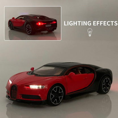 1:32 Bugatti Chiron zinc Alloy Pull Back Car Diecast Electronic Toys with Lights and Music