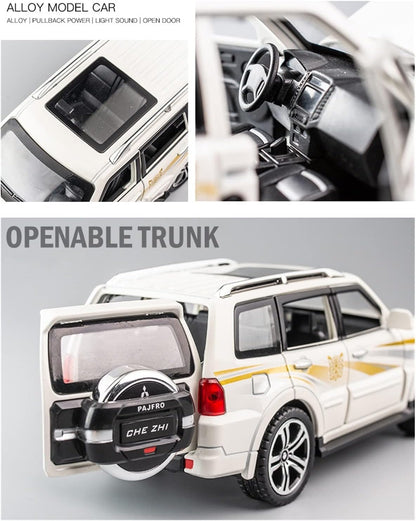 1/32 Scale Mitsubishi Pajero SUV Diecast Car Model Toy, Pull Back, Sound & Light