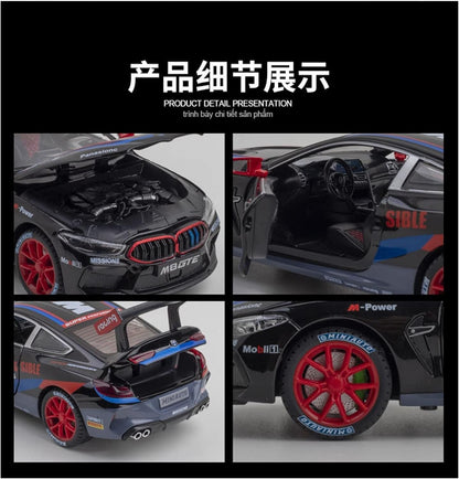 ARNIYAVALA 1/32 BMW M8 GTE Model Car Toy Car Diecast Toys for Kids Boys Pull Model