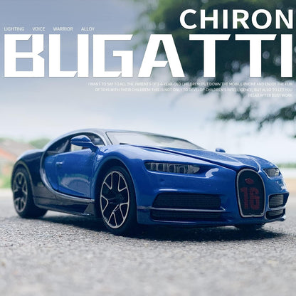 1:32 Bugatti Chiron zinc Alloy Pull Back Car Diecast Electronic Toys with Lights and Music