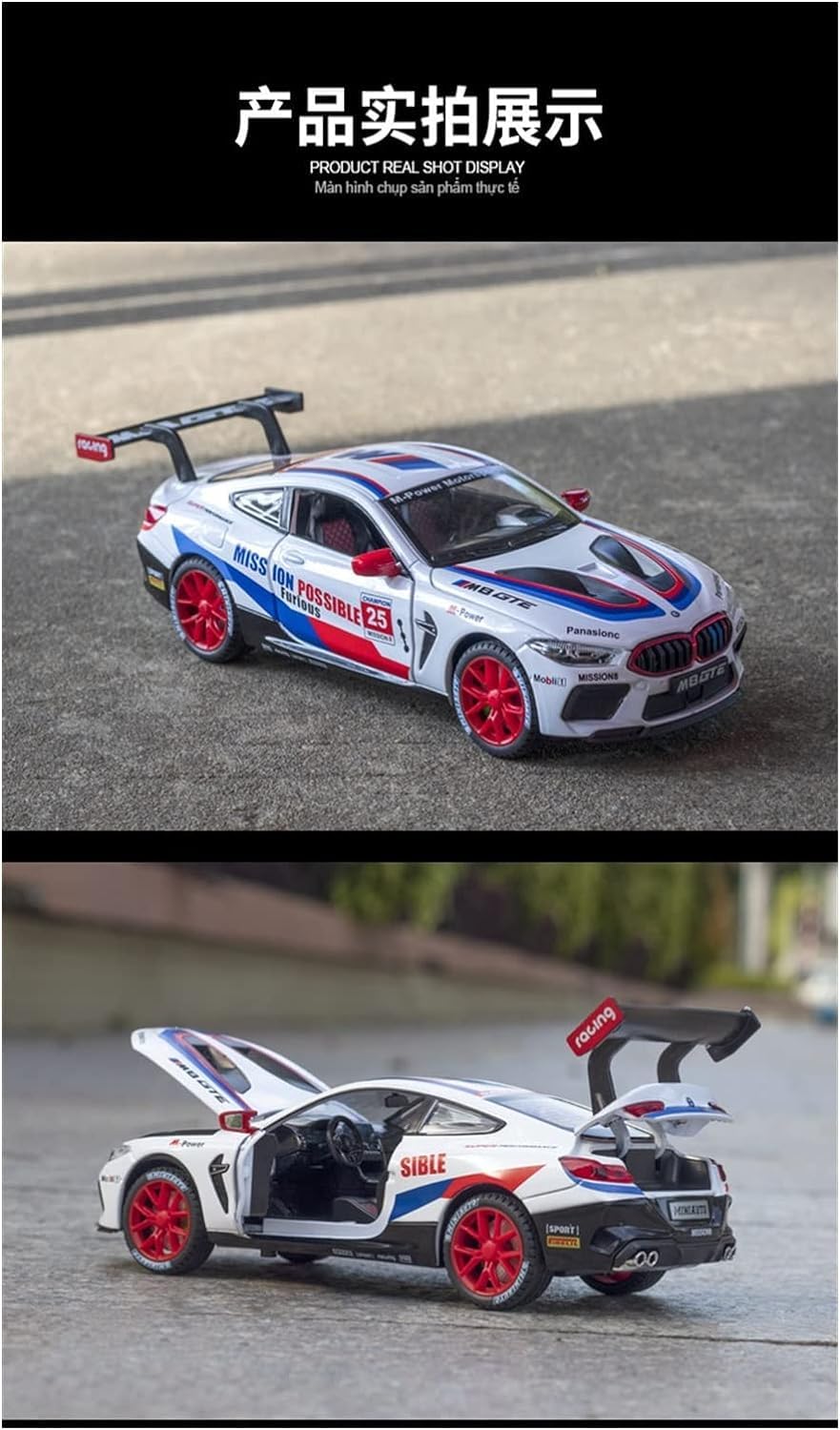 ARNIYAVALA 1/32 BMW M8 GTE Model Car Toy Car Diecast Toys for Kids Boys Pull Model