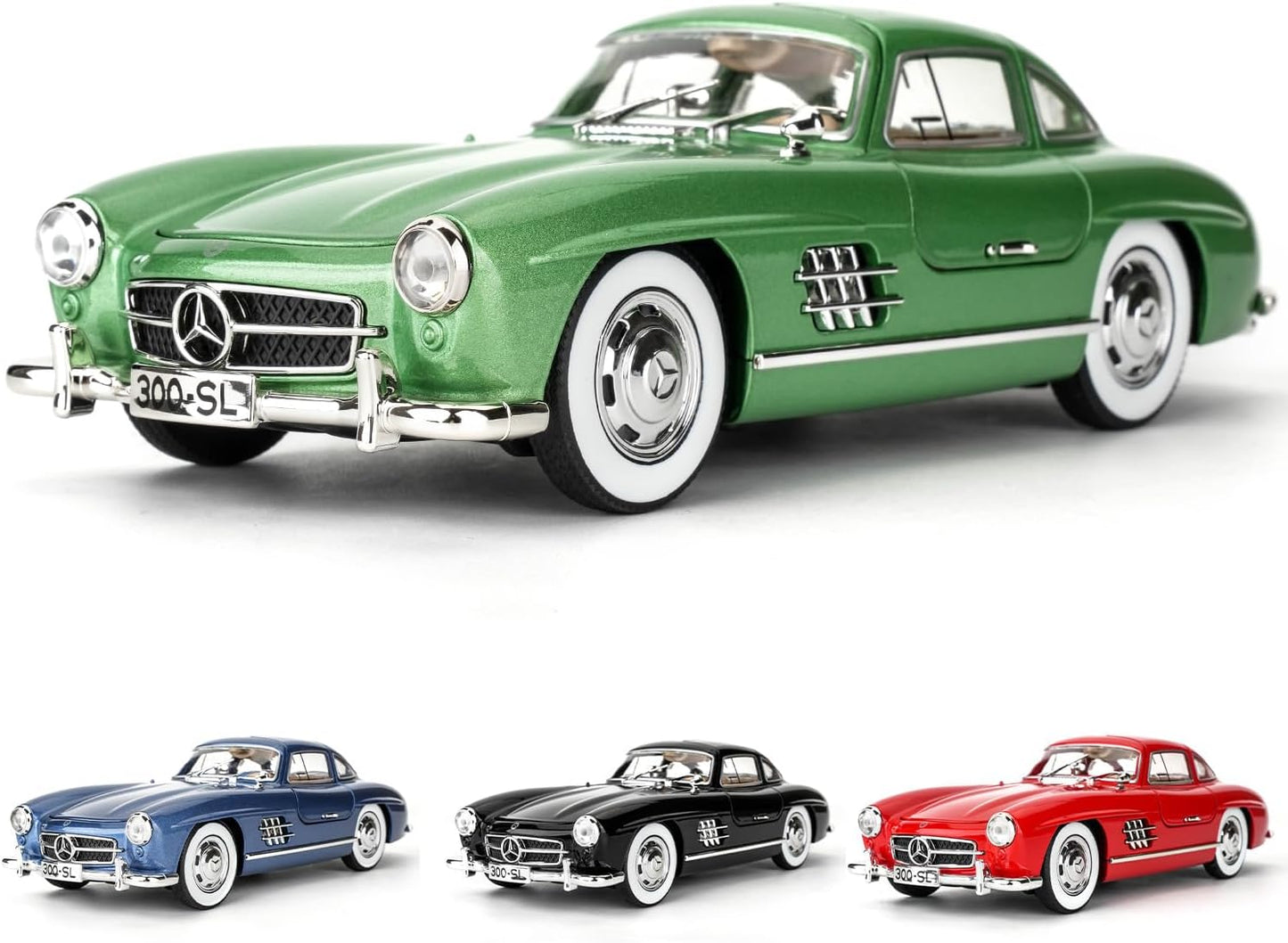 Benz 300 SL Classic Cars Model Car, Zinc Alloy Pull Back Toy car with Sound and Light for Kids Boy Girl Gift