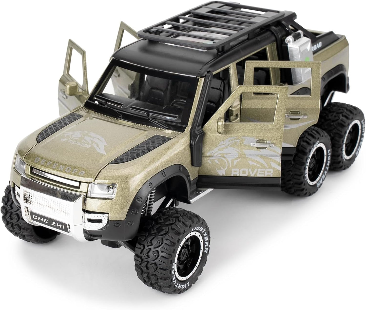 Arniyavala 1:24 Land Rover Defender 6X6 Pickup Truck Model Car Toy Collection with Sound & Light