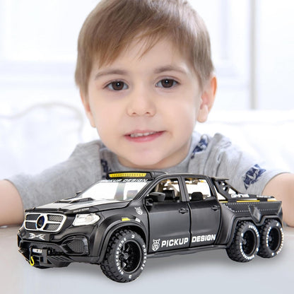 1:28 Mercedes Pickup X-Class Model Car – Diecast Zinc Alloy Pull Back Toy with Sound and Light