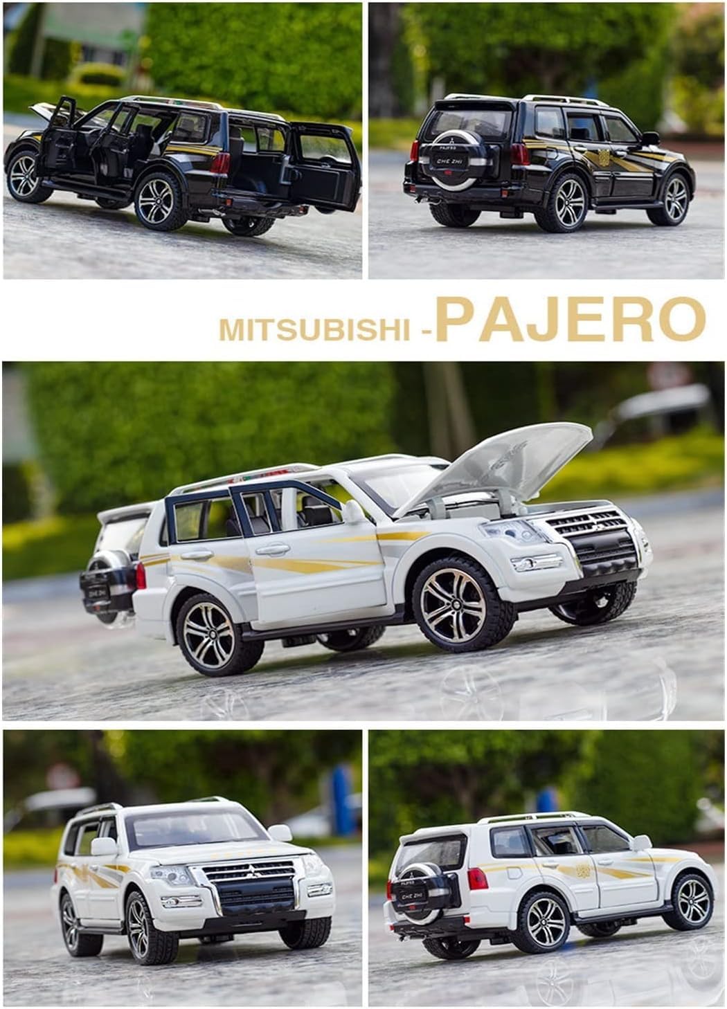 1/32 Scale Mitsubishi Pajero SUV Diecast Car Model Toy, Pull Back, Sound & Light