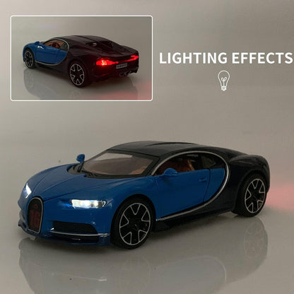 1:32 Bugatti Chiron zinc Alloy Pull Back Car Diecast Electronic Toys with Lights and Music