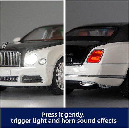 1:24 Scale Bentley Mulsanne Diecast Cars Models, Pull Back Car Toys with 6 Open Doors, Light and Sound, Boys Toys Kids Adults Gift