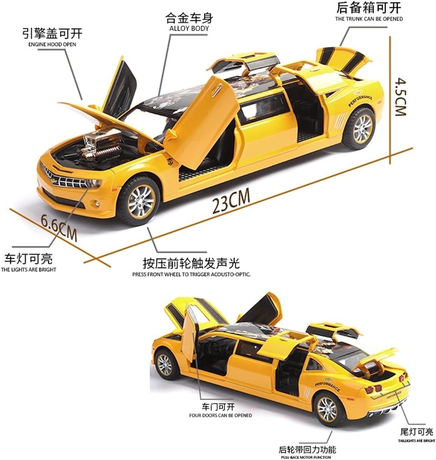 1:32 Chevrolet Camaro Limousine Extended Diecast Model Cars Toy Gifts For Kids