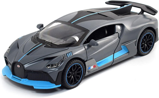 1:32 Toy Cars Bugatti Divo Metal Model Diecast Cars with Light and Sound Pull Back Toy Car for Boys Kids Gift (Divo-Grey)