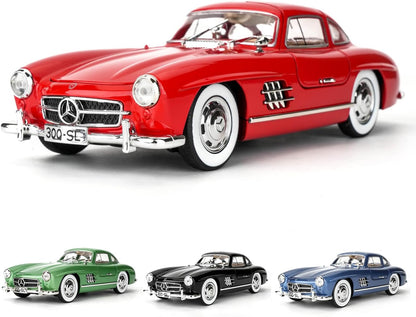 Benz 300 SL Classic Cars Model Car, Zinc Alloy Pull Back Toy car with Sound and Light for Kids Boy Girl Gift