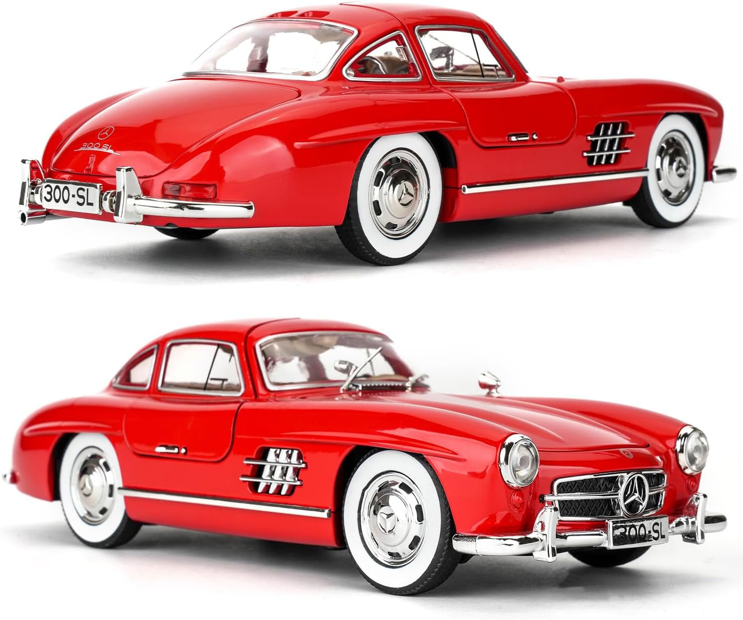 Benz 300 SL Classic Cars Model Car, Zinc Alloy Pull Back Toy car with Sound and Light for Kids Boy Girl Gift