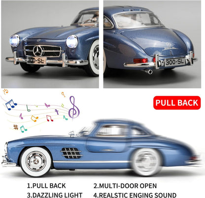 Benz 300 SL Classic Cars Model Car, Zinc Alloy Pull Back Toy car with Sound and Light for Kids Boy Girl Gift